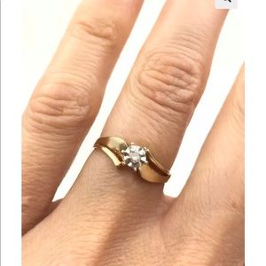 Vintage Clyde Duneier 10K CI Diamond Solitaire Engagement Ring 10k Yellow Gold